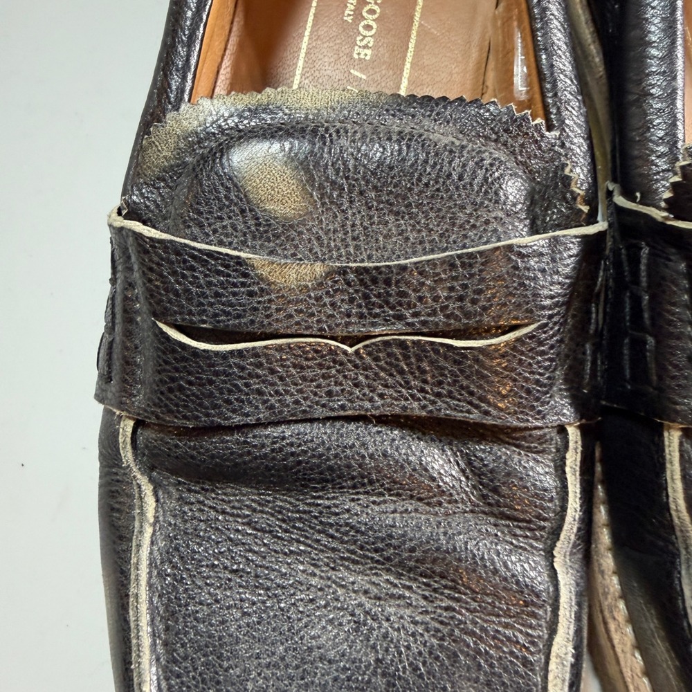 Golden Goose Jerry Leather Penny Loafer Size 41 Black Distressed Made in Italy - Picture 4 of 11